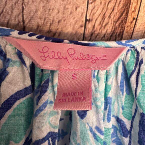 Lilly Pulitzer Tunic Top Willa in Tropical Turquoise Elephant Preppy Beach Small - Picture 7 of 9